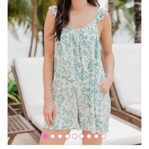 Pink Lily Ruffle Sleeve Floral Romper